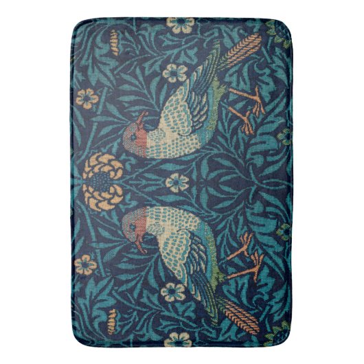 "Vogels" van William Morris Blue Pattern  Badmat (Voorkant Verticaal)