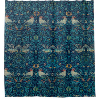 "Vogels" van William Morris Blue Pattern  Douchegordijn
