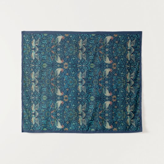 "Vogels" van William Morris Blue Pattern Wandkleed (Voorkant (horizontaal))