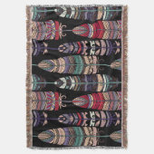 Vogels Veren Tribal Art Naadloos Deken (Voorkant Verticaal)