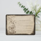 Vogels Verouderd Perkament Bruiloft RSVP Kaartje (Staand voorkant)