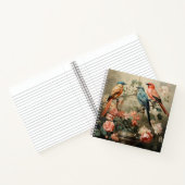  vogels, Victoriaans vogelkooi, perzikbloemen Notitieboek (Binnen)