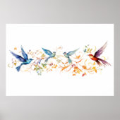 Vogels vliegen grafisch patroon poster (Voorkant)