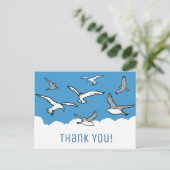 Vogels vliegen hoog met een bedankje. briefkaart (Staand voorkant)
