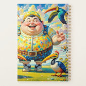 Vogels vliegen rond een vrolijk man planner (Achterkant)