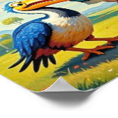 Vogels vliegen rond een vrolijk man poster (Hoek)