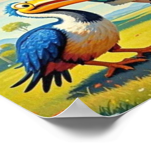 Vogels vliegen rond een vrolijk man poster (Hoek)