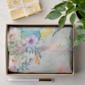 Vogels, Vogelhuis, Tekst en Bloemen Collage Tissuepapier (Geschenk)