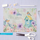 Vogels, Vogelhuis, Tekst en Bloemen Collage Tissuepapier (Craft)