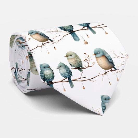 Vogels vol Fantasie op Takken Tijdloze Elegantie Stropdas (Opgerold)