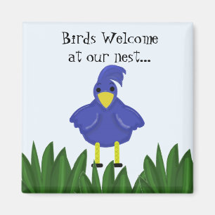 Vogels welkom in ons Nest - Blauwe vogel Magneet