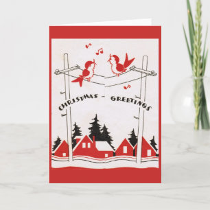 - Vogels zingen kerstgroeten, Feestdagen Kaart