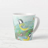 Vogels zingen op een bloeiende boomtak Klein Latte Mok (Rechterhoek)