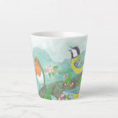 Vogels zingen op een bloeiende boomtak Klein Latte Mok (Voorkant)