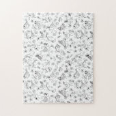 Vogels zwart en wit, kleur uw eigen whimsical legpuzzel (Verticaal)