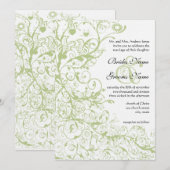 Vogels & Zwemelen Groene Hydrangea #28 Wedding Inv Kaart (Voorkant / Achterkant)