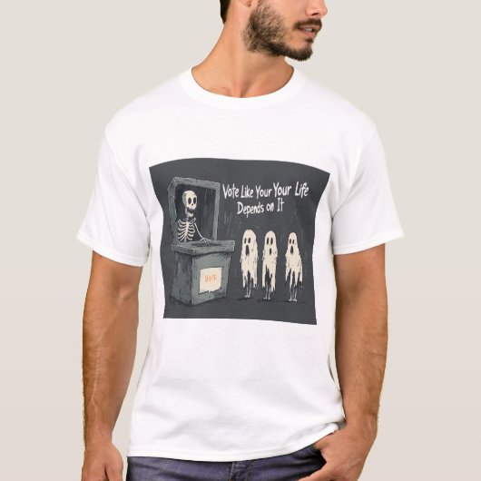 Vogelskelet met 🗳️ 💀 t-shirt (Voorkant)
