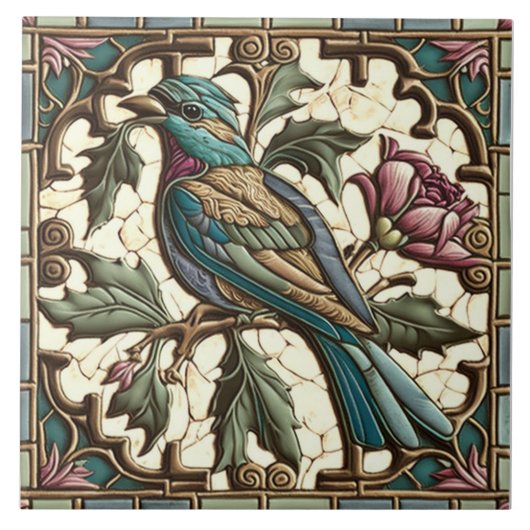 VogelTegels -  - Art Nouveau Tegeltje (Voorkant)