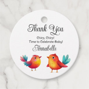 Vogelthema Baby shower Schattigee Waterverf Bedankjes Labels