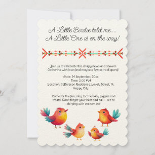 Vogelthema Baby shower Schattigee Waterverf Kaart