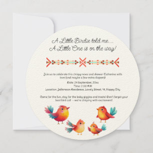 Vogelthema Baby shower Schattigee Waterverf Kaart