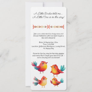 Vogelthema Baby shower Schattigee Waterverf Kaart