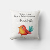 Vogelthema Baby shower Schattigee Waterverf Kussen (Voorkant)