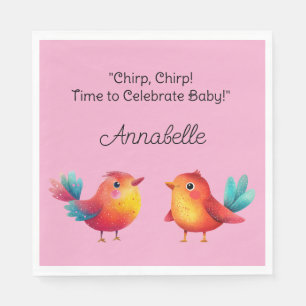Vogelthema Baby shower Schattigee Waterverf Servet