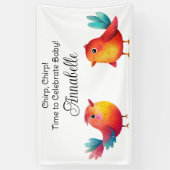 Vogelthema Baby shower Schattigee Waterverf Spandoek (Verticaal)