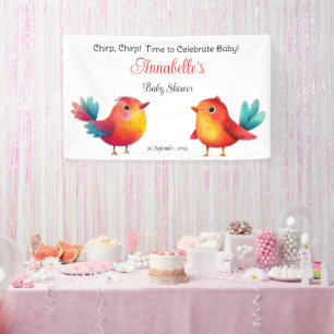 Vogelthema Baby shower Schattigee Waterverf Spandoek