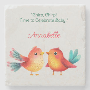 Vogelthema Baby shower Schattigee Waterverf Stenen Onderzetter