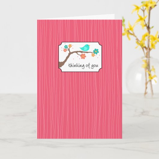 Vogeltje op Tak - het Denken aan u Kaart (Gele Bloem)