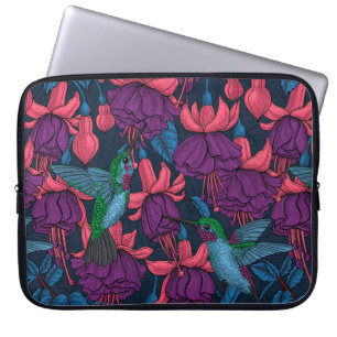 Vogeltuin in het paars en blauw laptop sleeve