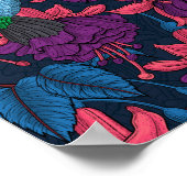 Vogeltuin in het paars en blauw poster (Hoek)