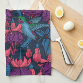 Vogeltuin in het paars en blauw theedoek (Quarter Fold)