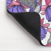 Vogeltuin in melroos en roze muismat (Hoek)