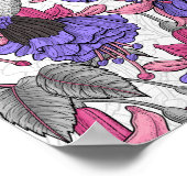 Vogeltuin in melroos en roze poster (Hoek)