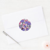 Vogeltuin in melroos en roze ronde sticker (Envelop)