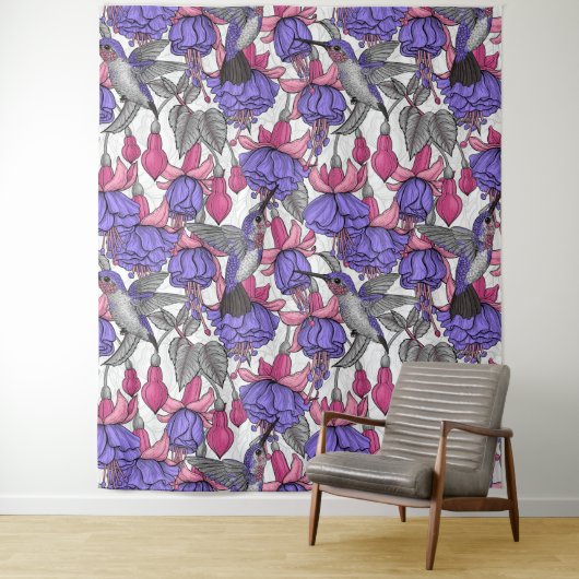 Vogeltuin in melroos en roze wandkleed (In situ)