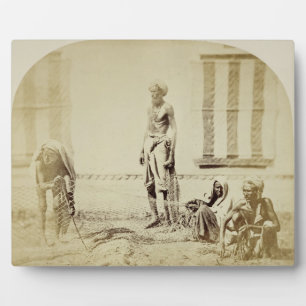 Vogelvangers, hindoe met lage kaste in Delhi, 19e  Fotoplaat