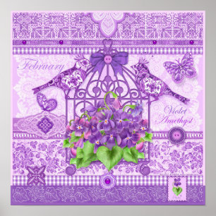 Vogelventilator en gem February Birdcage Poster