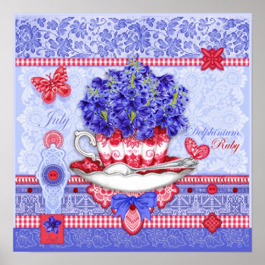 Vogelventilator en Gem Juli Teacup Poster (Voorkant)