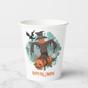 vogelverschrikker en pompoen halloween papieren bekers