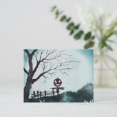 vogelverschrikker met Jack-O' Lantern Head Hallowe Feestdagenkaart (Staand voorkant)