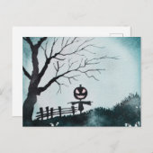 vogelverschrikker met Jack-O' Lantern Head Hallowe Feestdagenkaart (Voorkant / Achterkant)