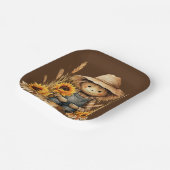 vogelverschrikker met zonnebloem papieren bordje (Gebogen)