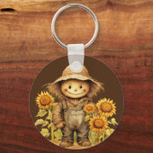 vogelverschrikker met zonnebloem sleutelhanger (Achterkant)