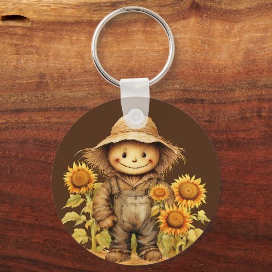 vogelverschrikker met zonnebloem sleutelhanger (Achterkant)