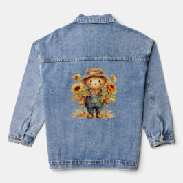 vogelverschrikker met zonnebloemen denim jacket