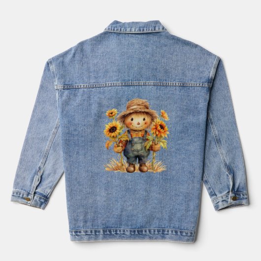 vogelverschrikker met zonnebloemen denim jacket (Achterkant)